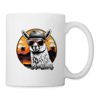 Vintage-Stil mit Alpaka, Lama - Tasse - Weiß - Rechts