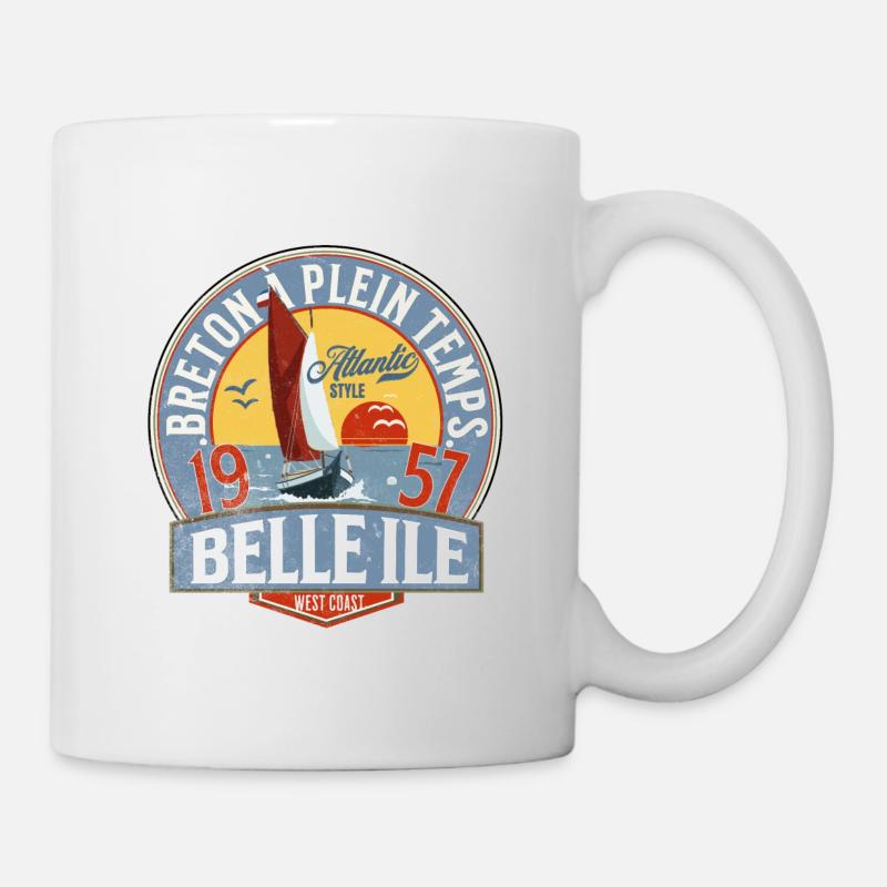 Breton à plein temps Belle Ile - Mug blanc - blanc