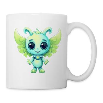 Alien dans le style de la bande dessinée comme un ange avec des ailes - Mug blanc - blanc - Droite