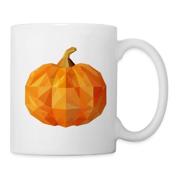 Polygon-Herbstkürbis: Geometrische Herbstschönheit - Tasse - Weiß - Rechts