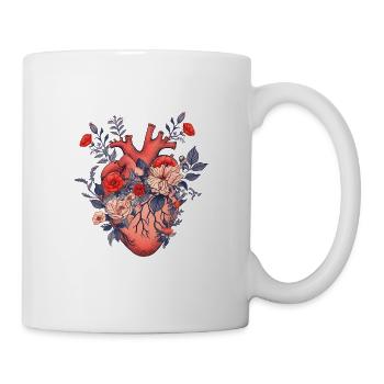 Anatomie Herz Blumen Rose - Tasse - Weiß - Rechts