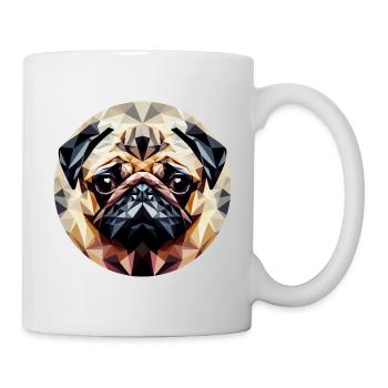 Polygonal Carlin Chien Rond - Mug blanc - blanc - Droite