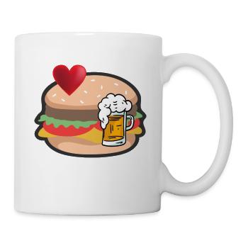 Burger mit Bier - Tasse - Weiß - Rechts