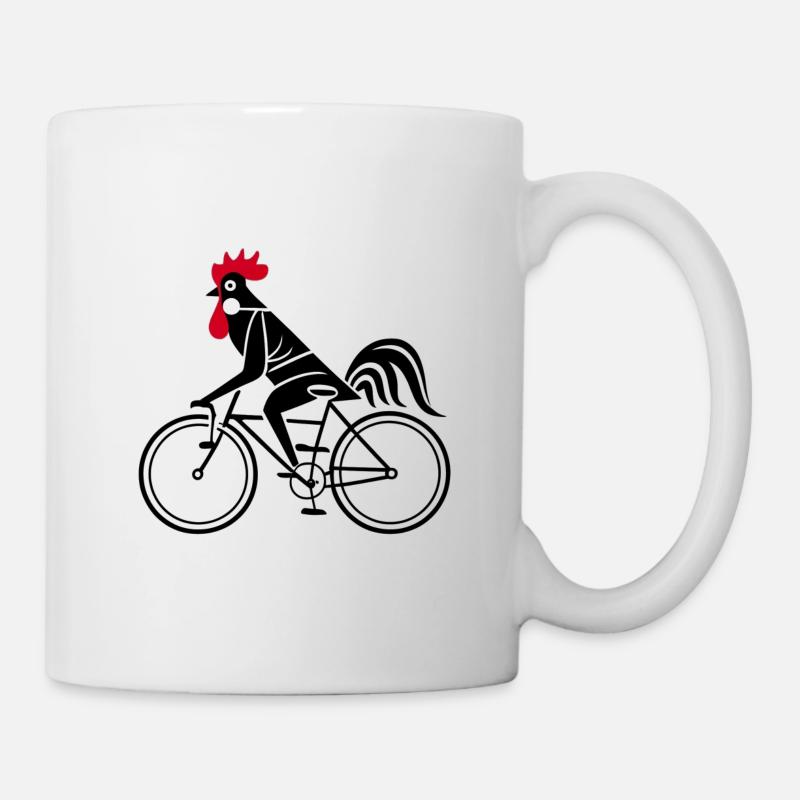 Coq sur un vélo - Mug blanc - blanc