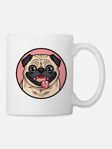 sweet pug funny laughing circle cripy spook - Mug - white