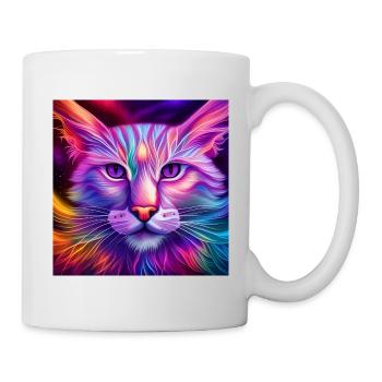 Katze in Neonfarben - Tasse - Weiß - Rechts