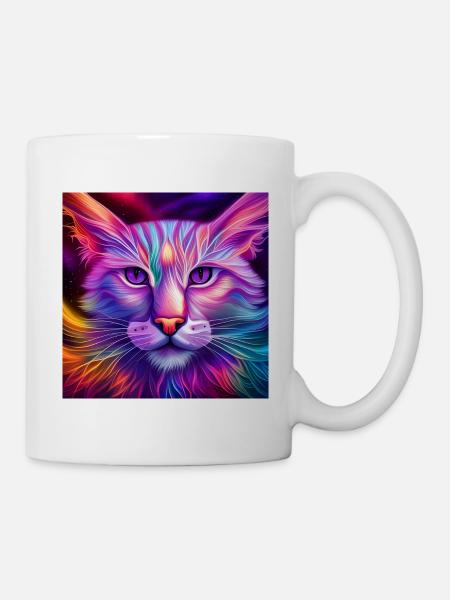 Katze in Neonfarben - Tasse - Weiß