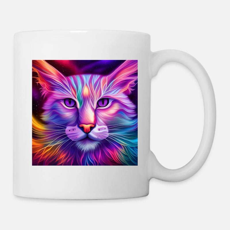 Katze in Neonfarben - Tasse - Weiß