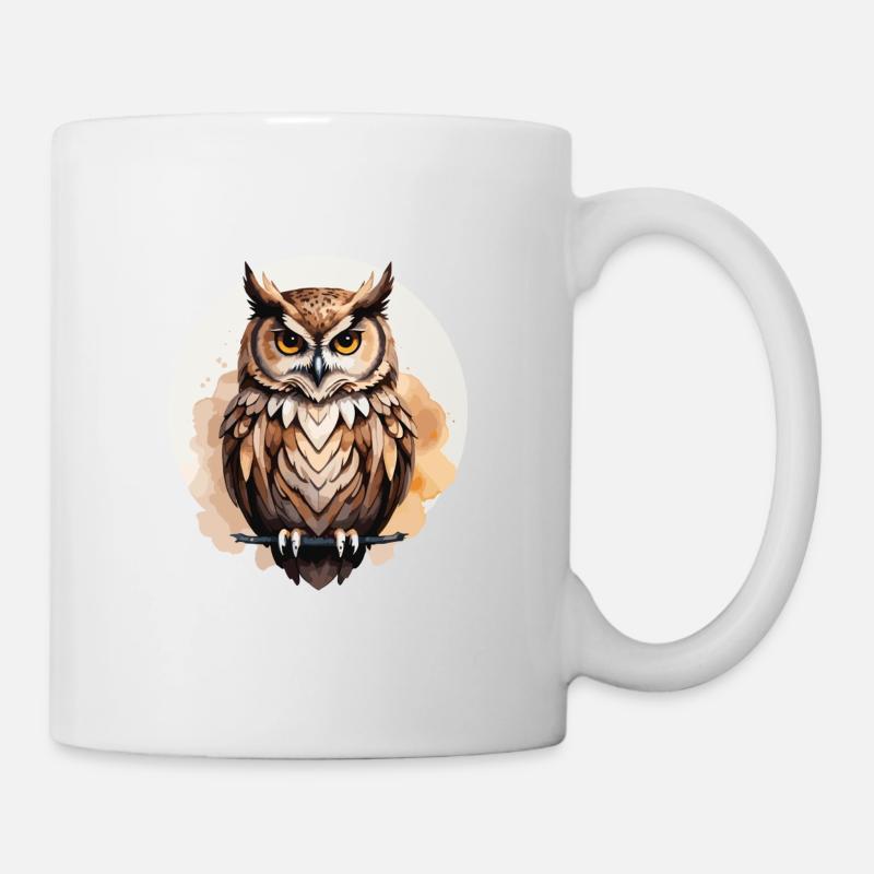Owl Cool Stylish Feathers in This Design Bird - Mug - white