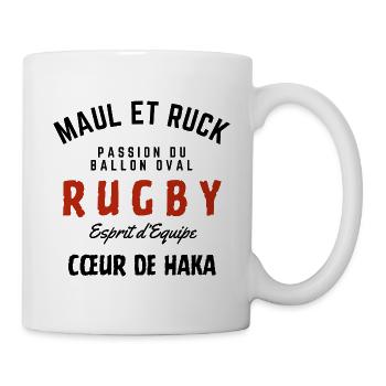 T-shirt sweat Rugby Haka - Mug blanc - blanc - Droite