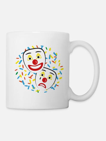Karneval und Faschingsmasken mit Konfetti. - Tasse - Weiß