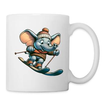 Süßer Elefant als Ski fahrer im Comicstil - Tasse - Weiß - Rechts