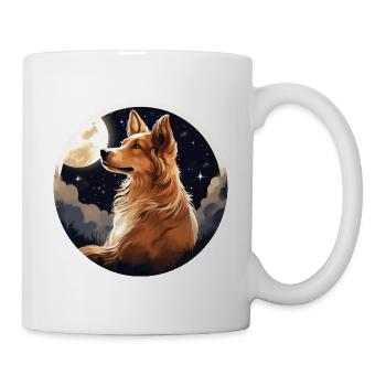 Beautiful Dog in the Moonlight Gift Collie - Mug - white - Right