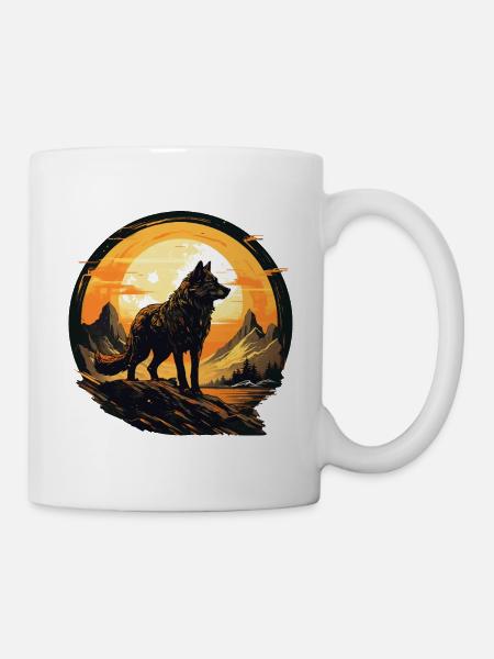 Geschenk Wikinger Wolf Krafttier Schamane Odin - Tasse - Weiß