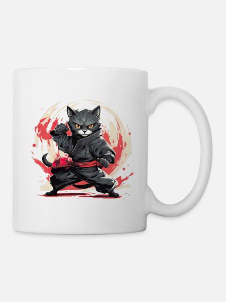 Japanische Katze Samurai Style für Katzen Fans - Tasse - Weiß