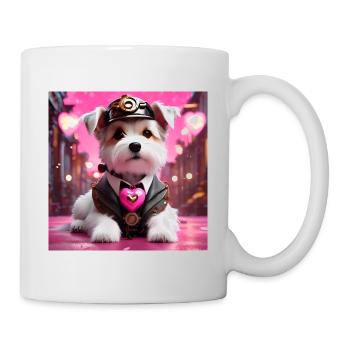 Chien de conception d’art steampunk - Mug blanc - blanc - Droite