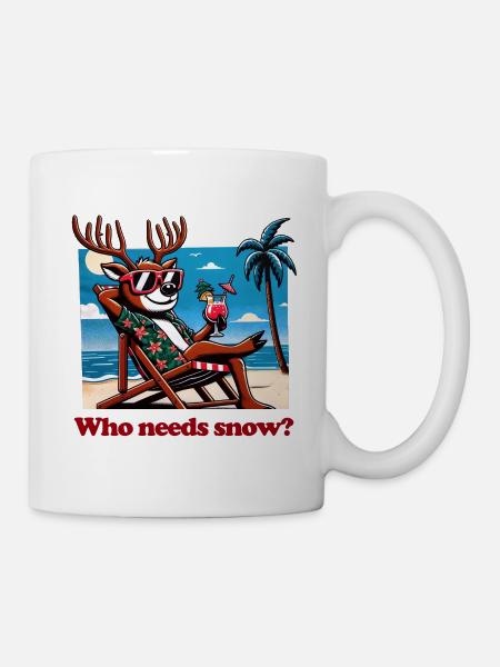 drôle anti renne de Noël en vacances - Mug blanc - blanc