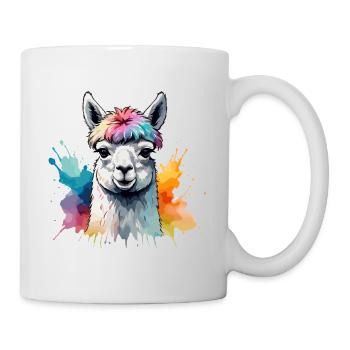 Alpaka Lama Buntes kühles Aquarell - Tasse - Weiß - Rechts