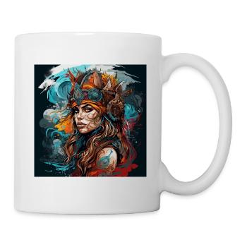 Wikinger Schildmaid im Kunst Design, Wikinger Fans - Tasse - Weiß - Rechts