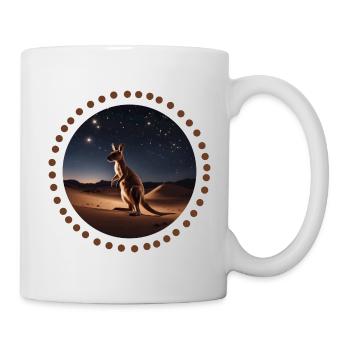 Känguru in der Wüste in der Nacht - Tasse - Weiß - Rechts