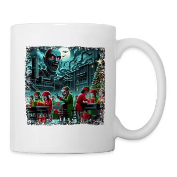 Christmas elves and elves in zombie horror ground - Mug - white - Right
