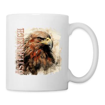 Österreich mit Kunst Adler, Geschenk Österreich - Tasse - Weiß - Rechts
