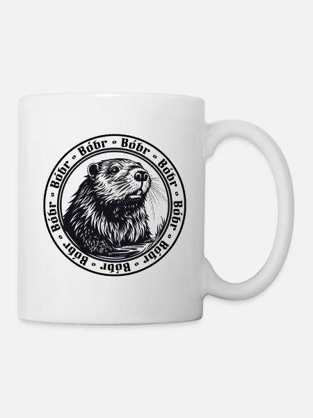 Bóbr - Retro Bieber Logo, Bober - Tasse - Weiß