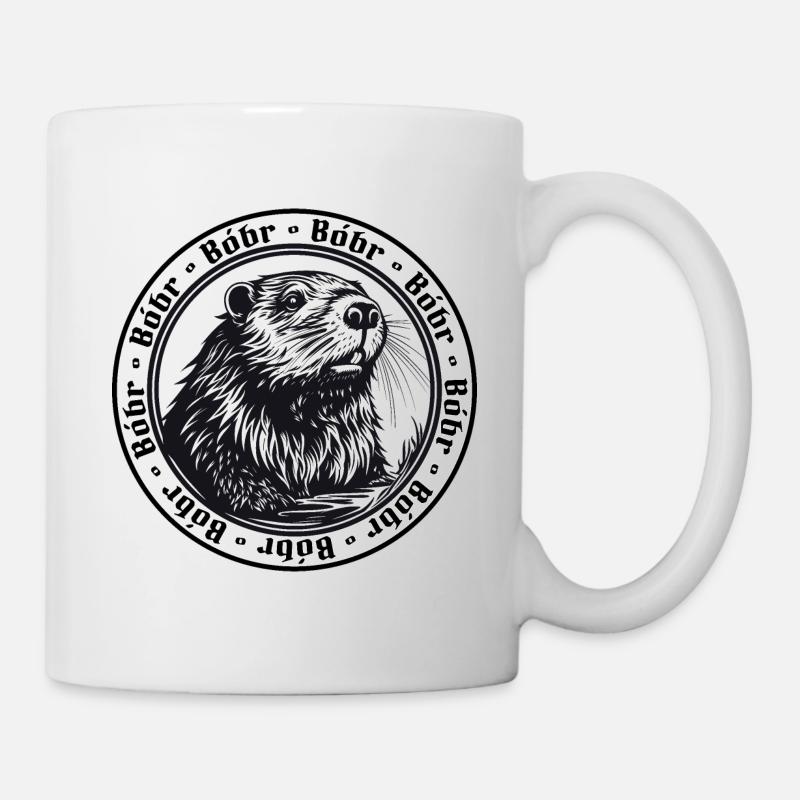 Bóbr - Retro Bieber Logo, Bober - Tasse - Weiß