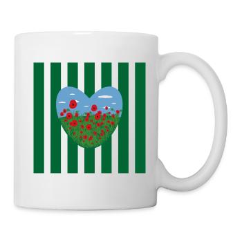 Herz Wiese mit vielen Blumen. - Tasse - Weiß - Rechts