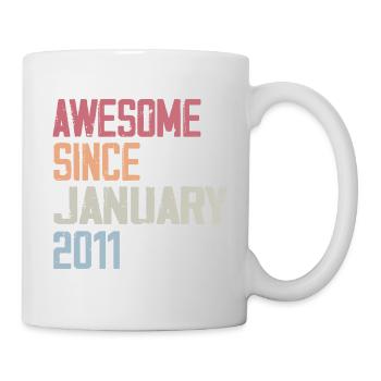 Anniversaire Janvier 2011 Rétro 2011 Janvier - Mug blanc - blanc - Droite