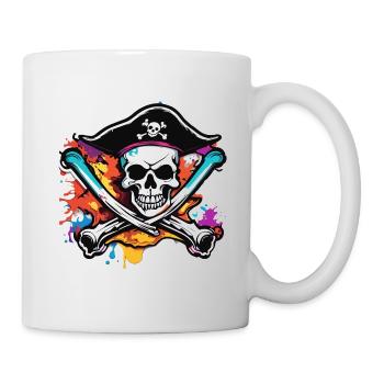 Pirat / Ahoi / Anker / Kapitän / Totenkopf / Rum - Tasse - Weiß - Rechts