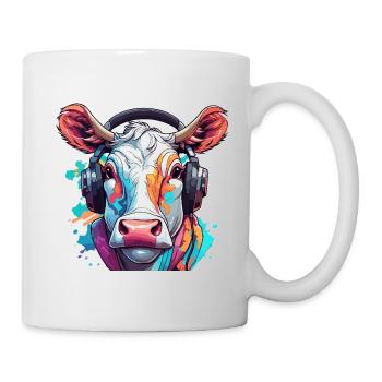 Headphones / Audio / Music / Animal / Cow / Cool - Mug - white - Right