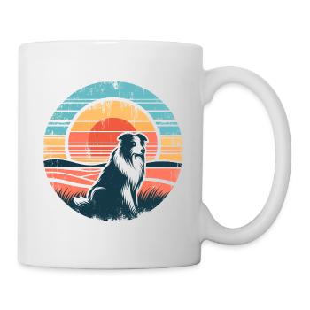 Border Collie Vintage Sunset - Mug - white - Right