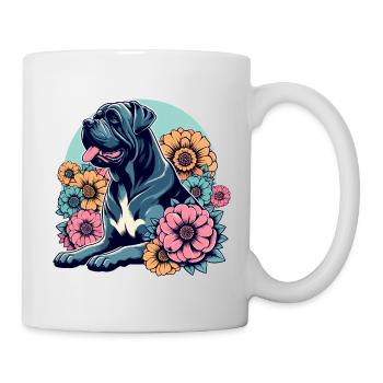 Cane Corso Retro Pastell Blumen - Tasse - Weiß - Rechts
