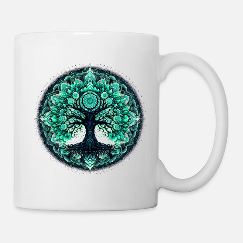 Mandala de l’arbre contemplatif - Mug blanc - blanc