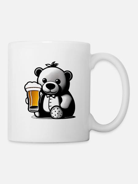 Teddy drinking Beer - Tasse - Weiß