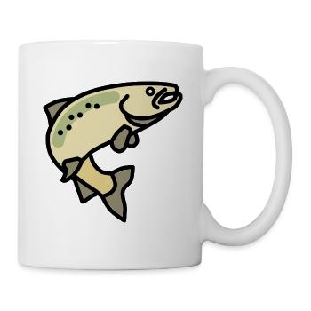 Springender Lachs - Tasse - Weiß - Rechts
