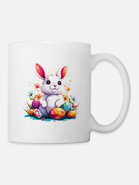 Easter Bunny with Painted Eggs - Mug - white