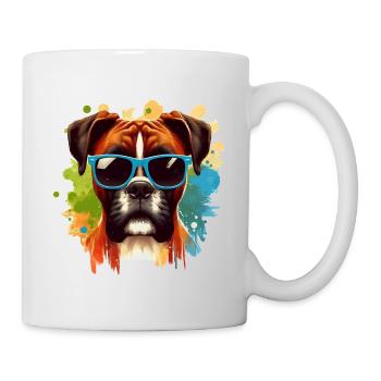 Bunte Boxer-Hund-Splash-Kunst - Tasse - Weiß - Rechts