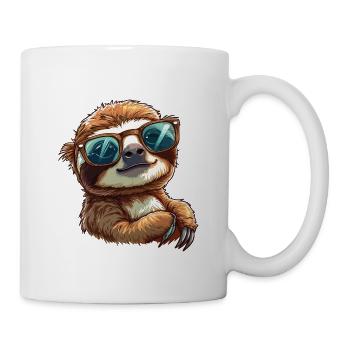 Süßes Faultier trägt chillig eine Sonnenbrille - Tasse - Weiß - Rechts