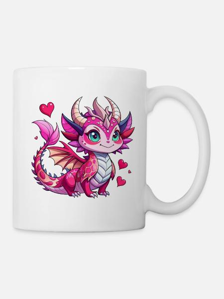 Farbenfroher Drache - Tasse - Weiß