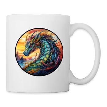 Dragon élégant, animal de pouvoir pour la force et la protection - Mug blanc - blanc - Droite