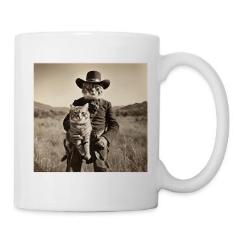 Chat / Animal / Photo / Sépia / Rétro / Western - Mug blanc - blanc - Droite