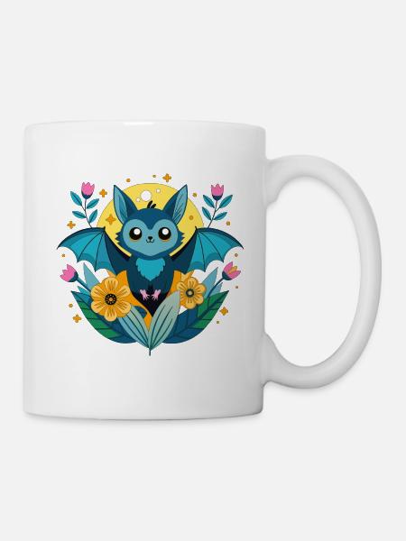Kleine Fledermaus in der untergehenden Sonne - Tasse - Weiß