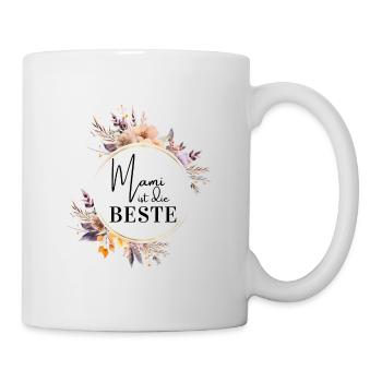 Mami ist die Beste! Boho-Blumen-Kreis - Tasse - Weiß - Rechts