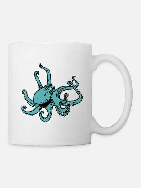 Tanzender Oktopus Retro Vintage Groovy Line Grafik - Tasse - Weiß