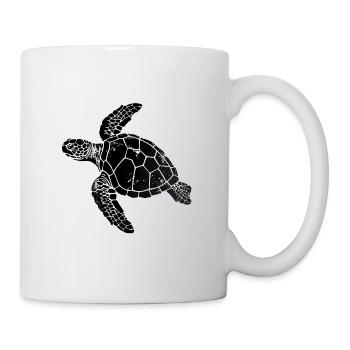 Meeresschildkröte, schwimmende Meeresschildkröte - Tasse - Weiß - Rechts