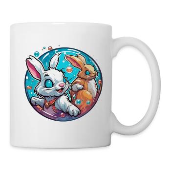 Tier in Seifenblase / kindlich / niedlich / Hase - Tasse - Weiß - Rechts