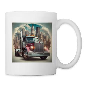 American Truck 18 Wheller Lorry Big Rig Trucking - Mug - white - Right