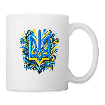 Fantaisie beau motif d’éclaboussures bleu jaune - Mug blanc - blanc - Droite